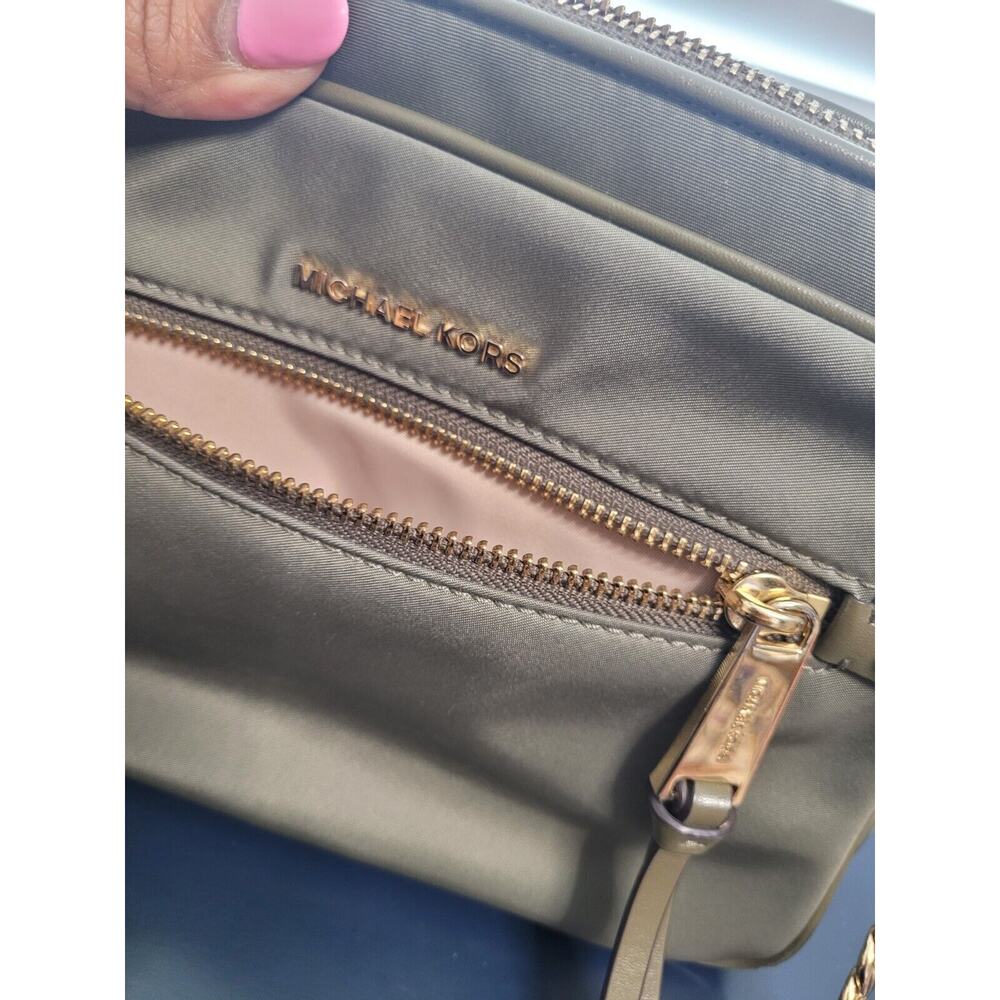 Michael Kors Large Nylon Crossbody Handbag - Olive Green W/Gold Hardware - Picture 9 of 11